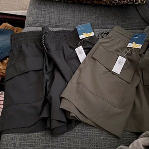 BNWT, (2) Old Navy, Medium, high-rise shorts, black/olive green. $11 for BOTH